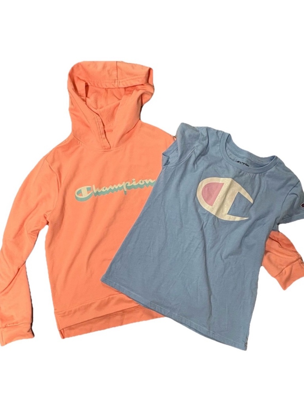 Champion Kids Hoodie & Tee Set - Coral Hoodie & Light Blue Tee